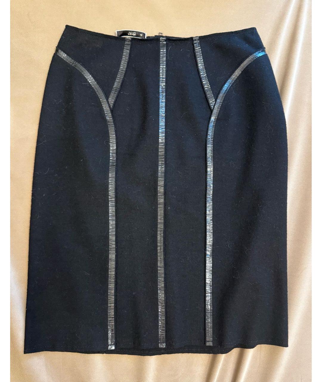 PRADA Черная шерстяная юбка миди, фото 3