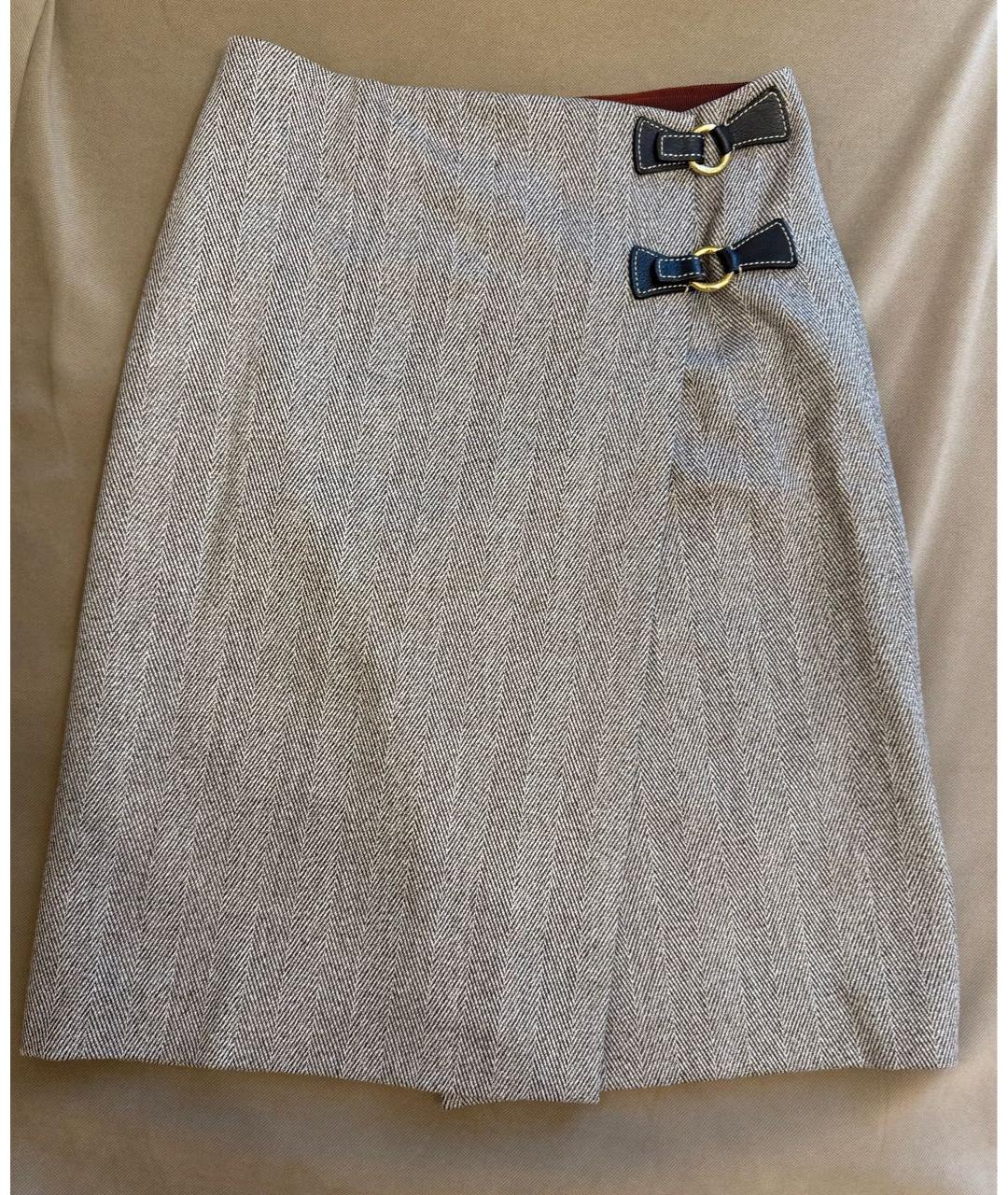 LORO PIANA Коричневая шерстяная юбка миди, фото 5