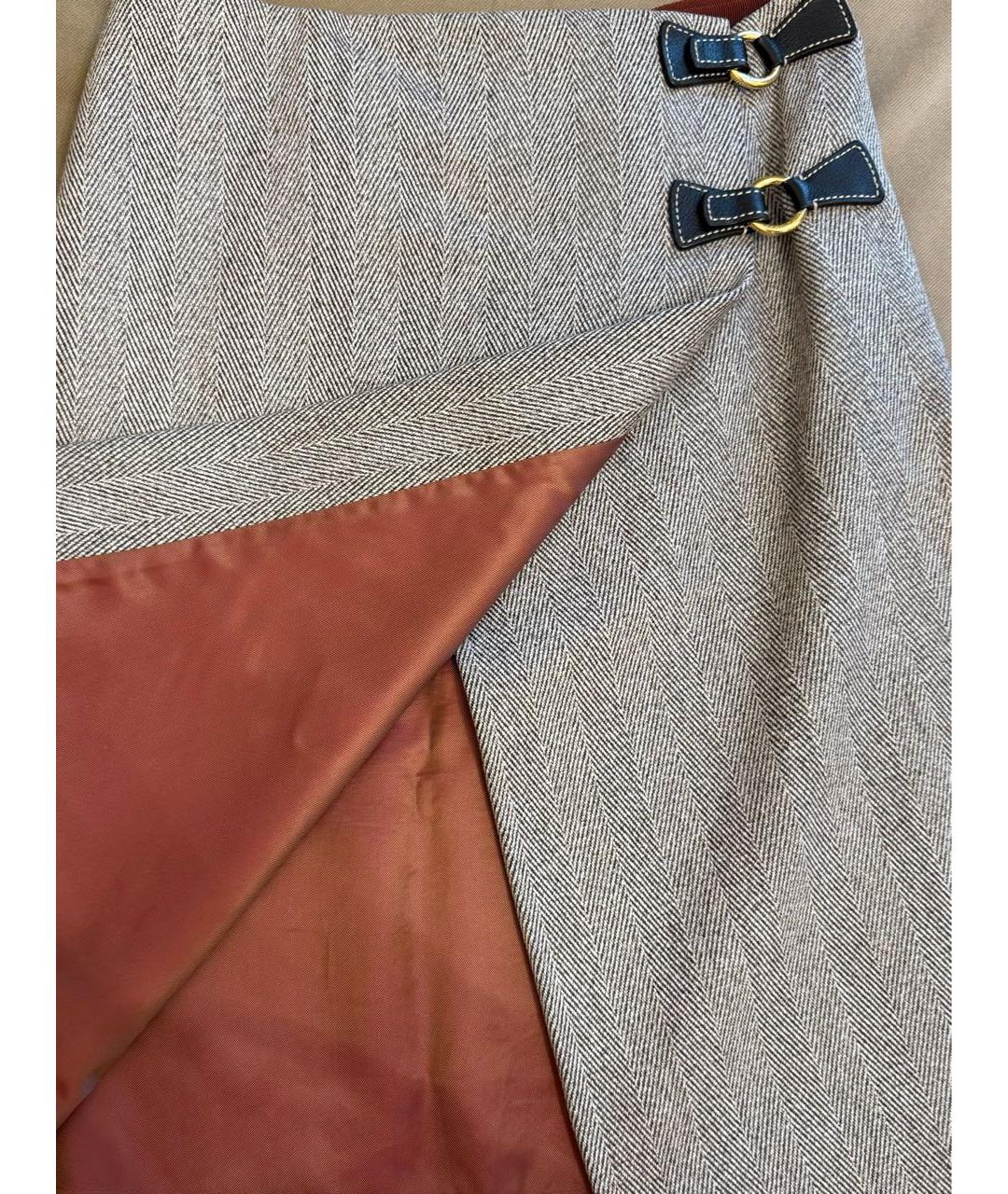 LORO PIANA Коричневая шерстяная юбка миди, фото 4