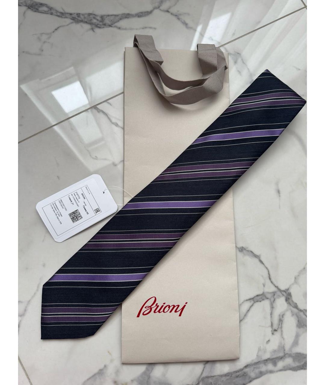 BRIONI Антрацитовый шелковый галстук, фото 3