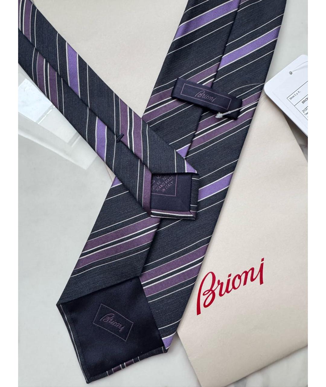 BRIONI Антрацитовый шелковый галстук, фото 6