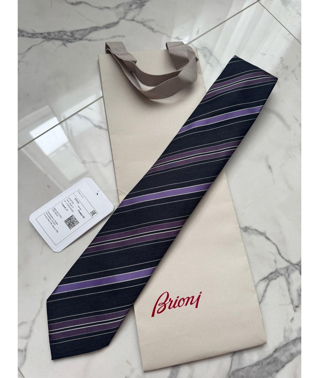 BRIONI Антрацитовый шелковый галстук, фото 2