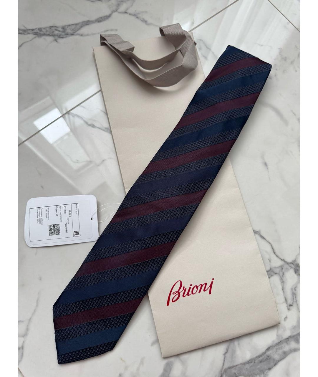 BRIONI Темно-синий шелковый галстук, фото 2