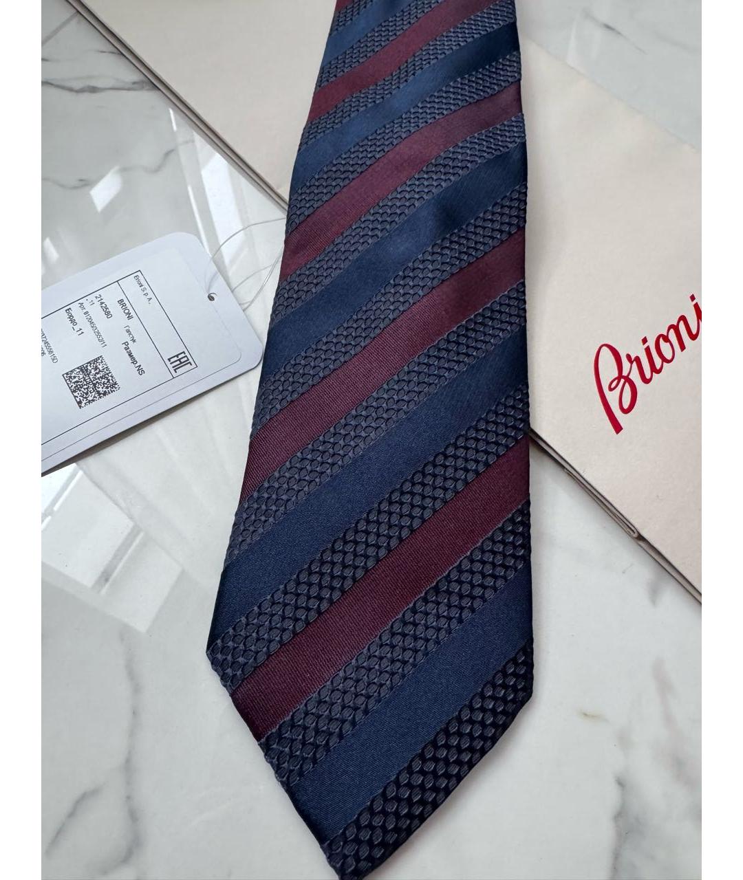 BRIONI Темно-синий шелковый галстук, фото 4