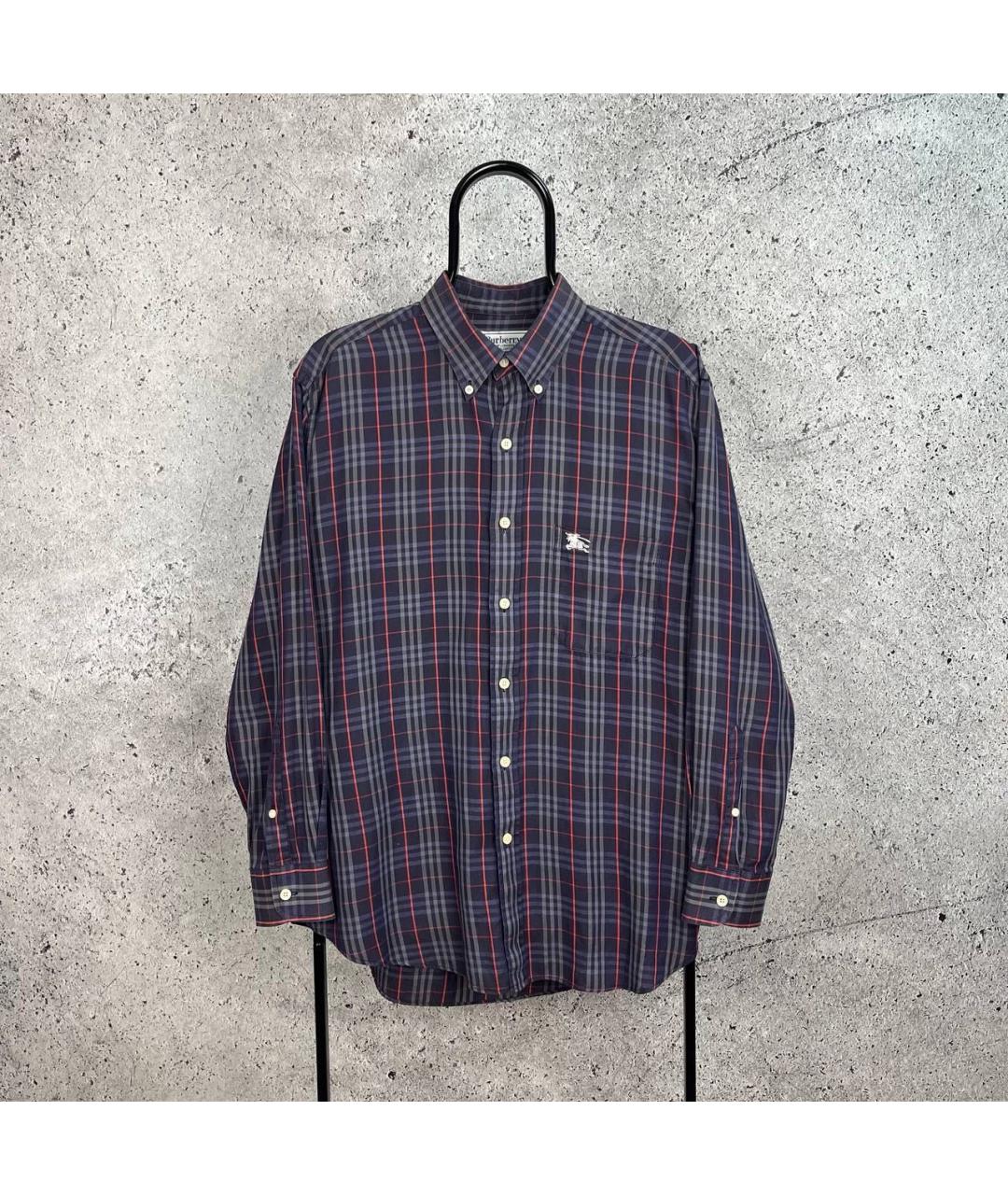 BURBERRY Темно-синяя хлопковая кэжуал рубашка, фото 8