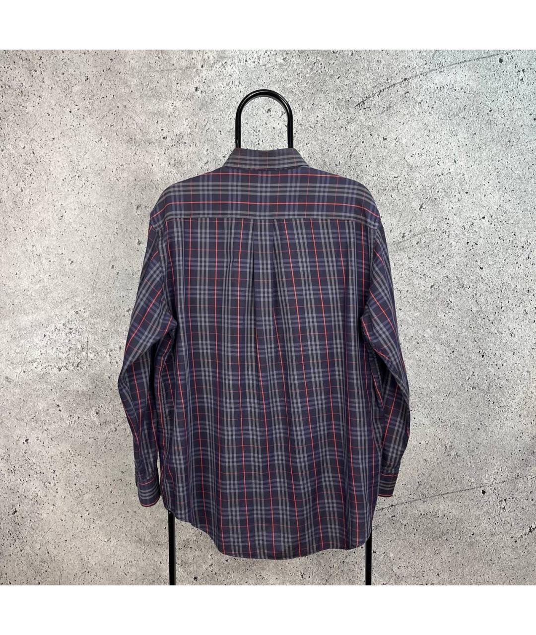 BURBERRY Темно-синяя хлопковая кэжуал рубашка, фото 2