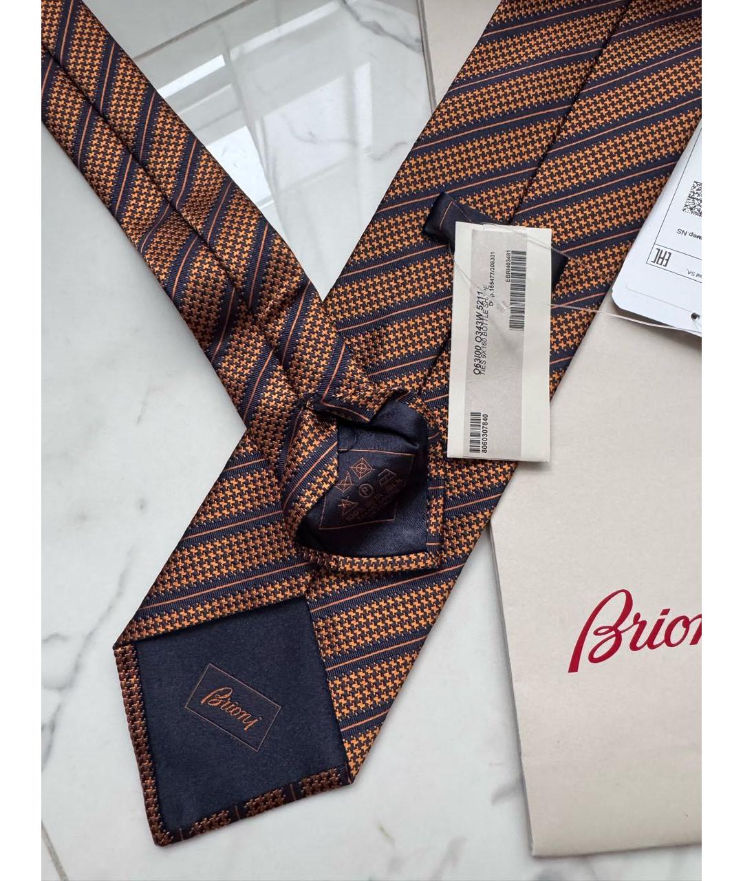 BRIONI Темно-синий шелковый галстук, фото 5