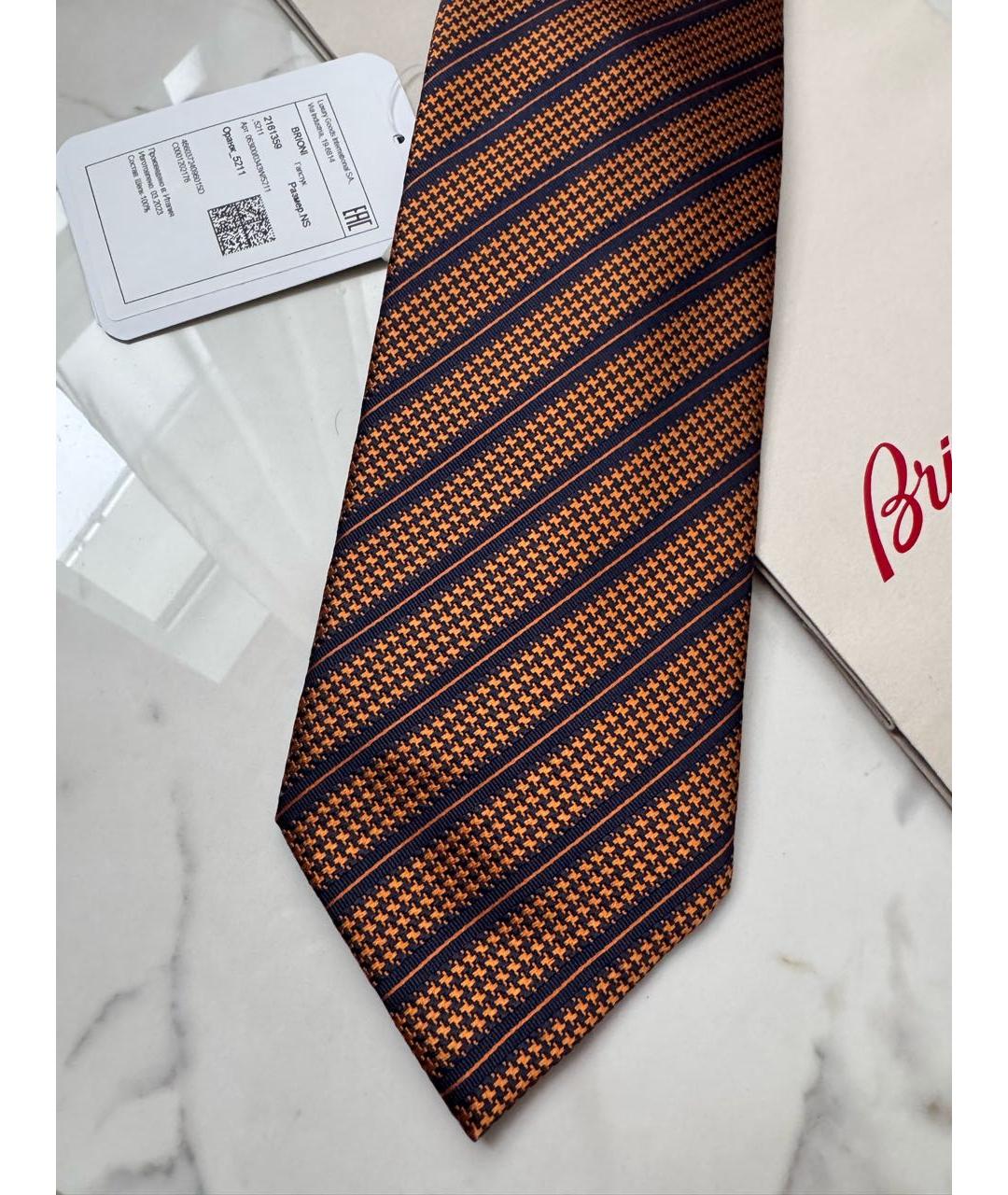 BRIONI Темно-синий шелковый галстук, фото 3