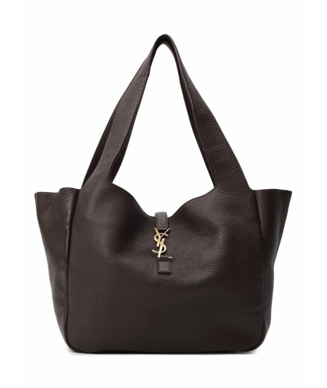 SAINT LAURENT Коричневая кожаная сумка тоут, фото 1