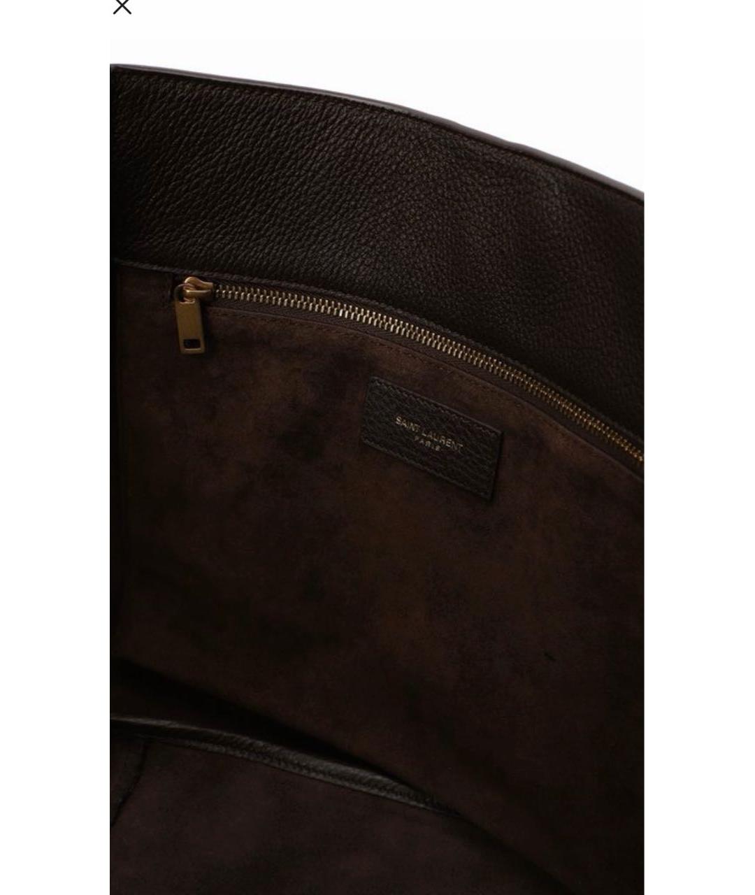 SAINT LAURENT Коричневая кожаная сумка тоут, фото 4