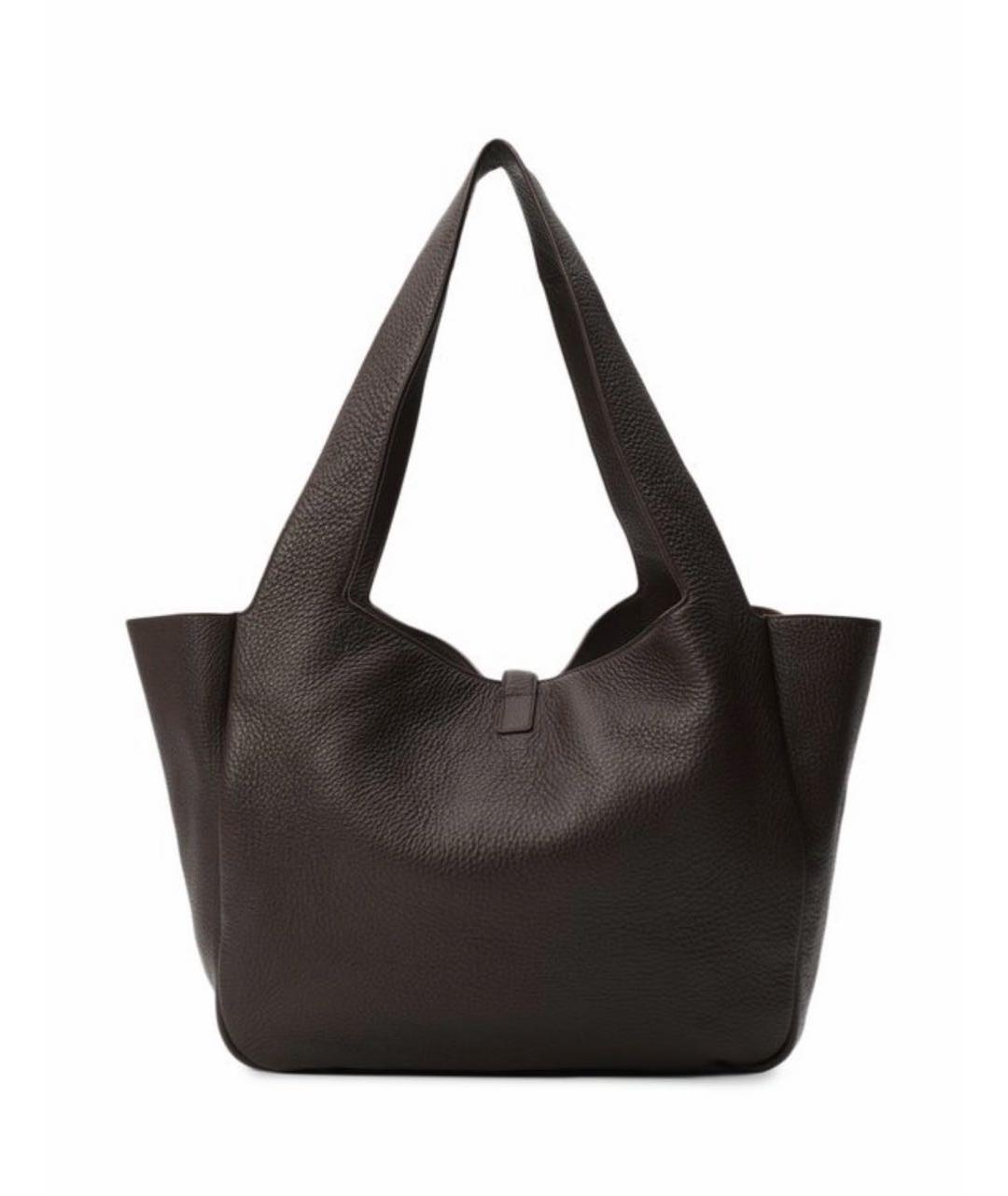 SAINT LAURENT Коричневая кожаная сумка тоут, фото 3