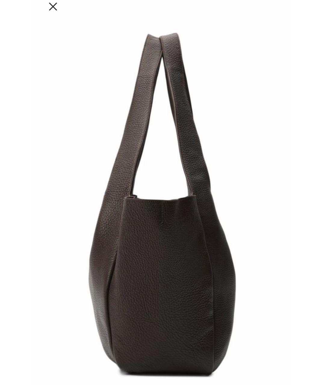 SAINT LAURENT Коричневая кожаная сумка тоут, фото 5