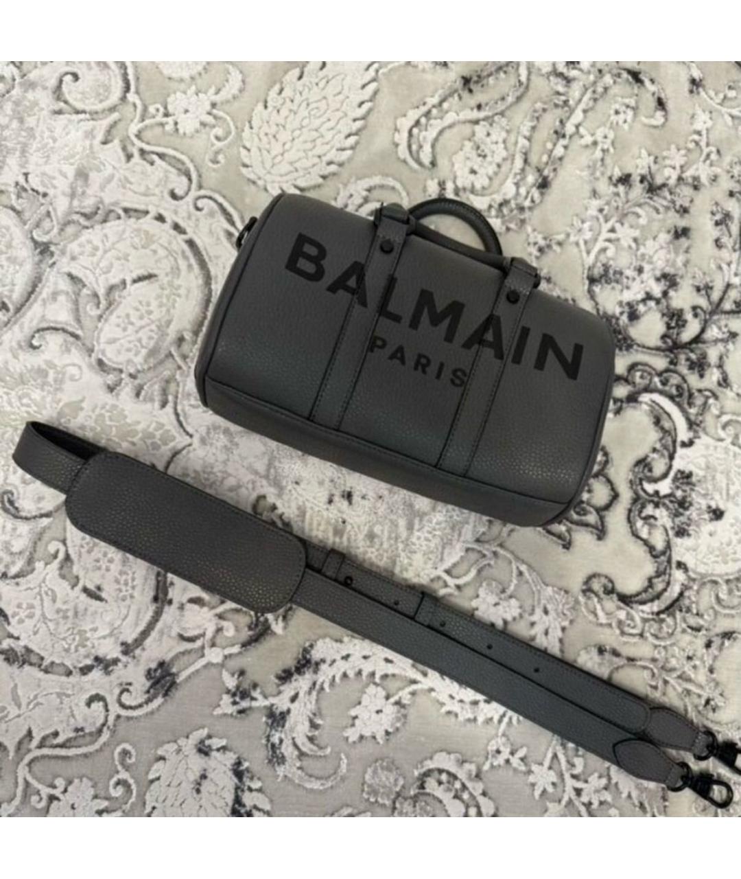 BALMAIN Серая кожаная сумка на плечо, фото 4