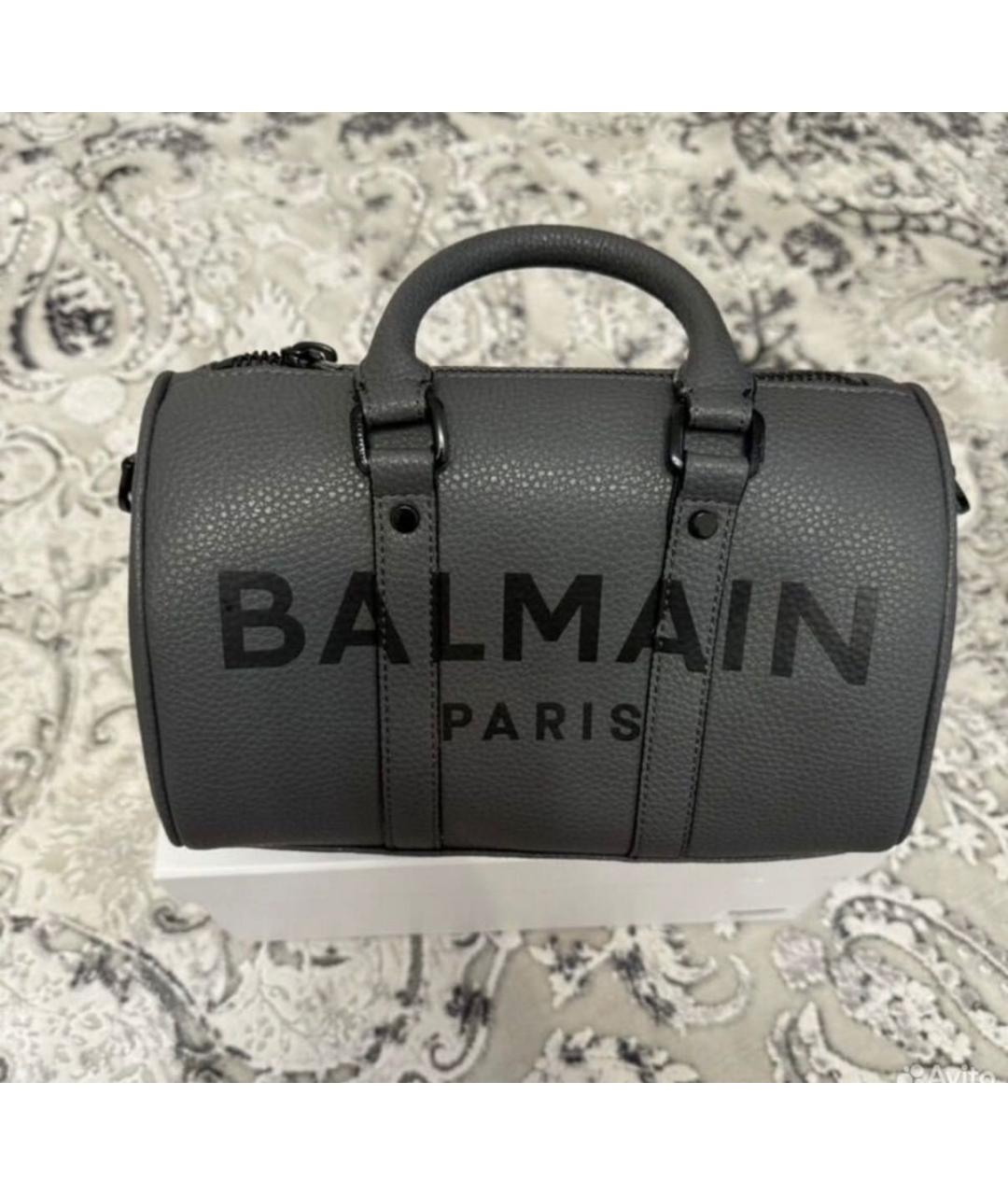 BALMAIN Серая кожаная сумка на плечо, фото 7