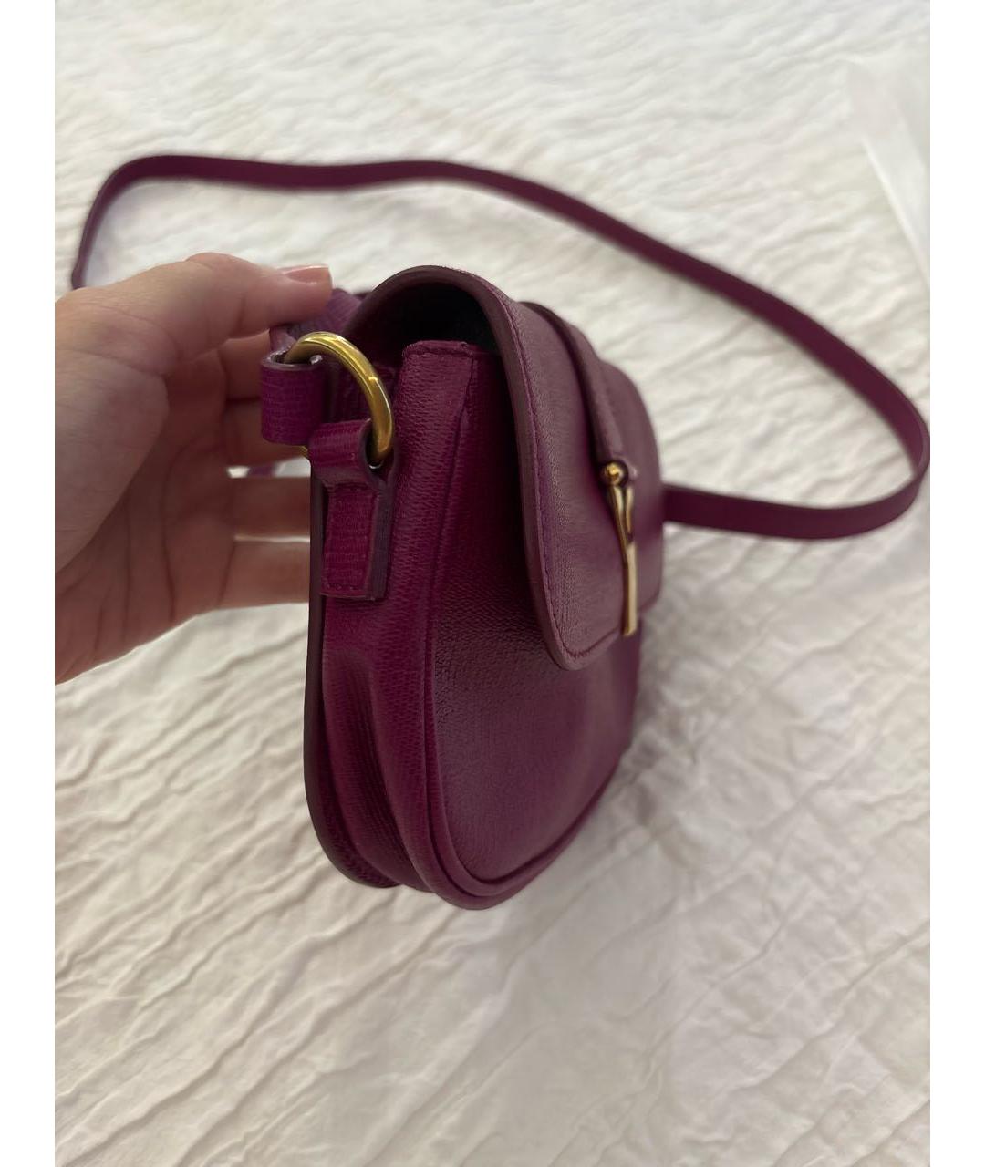 SAINT LAURENT Фуксия кожаная сумка через плечо, фото 2