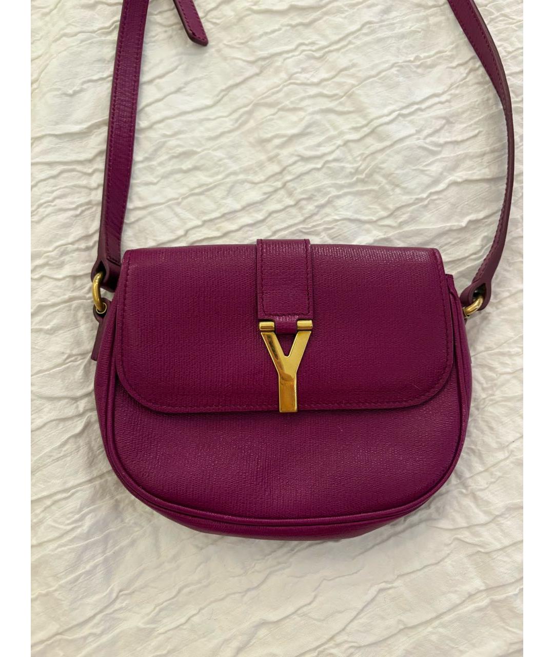 SAINT LAURENT Фуксия кожаная сумка через плечо, фото 6
