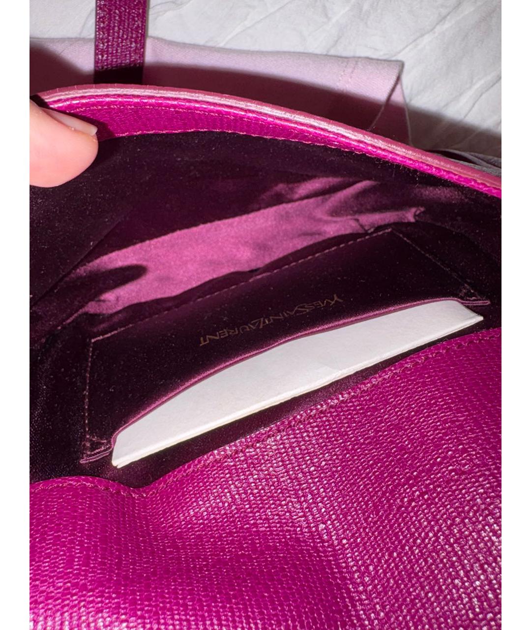 SAINT LAURENT Фуксия кожаная сумка через плечо, фото 4