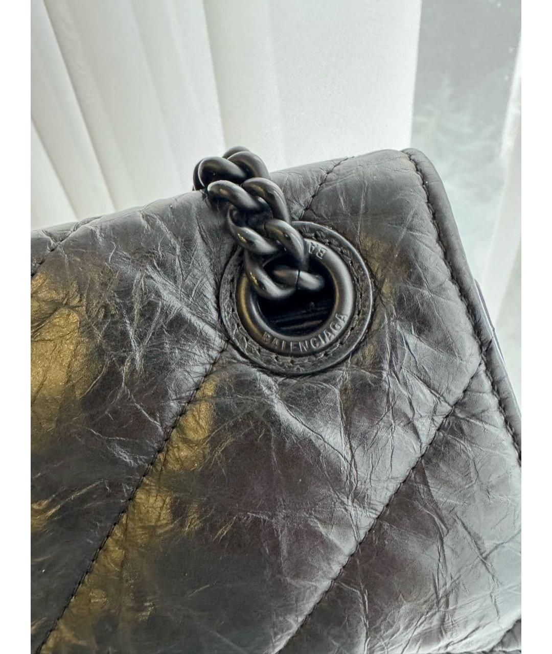 BALENCIAGA Черная кожаная сумка через плечо, фото 7