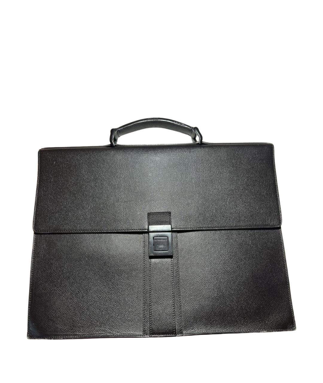 BURBERRY Черный кожаный портфель, фото 1
