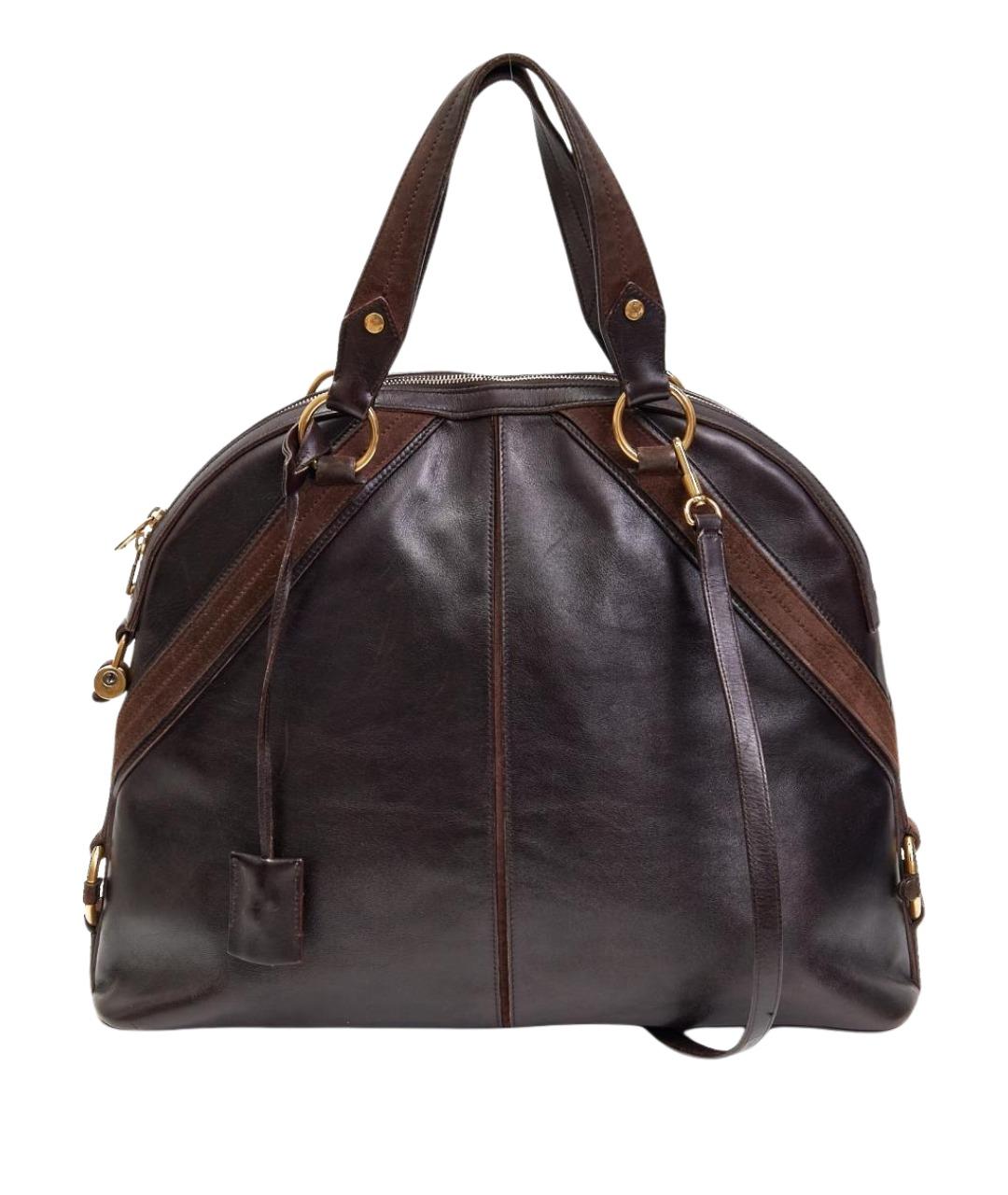 SAINT LAURENT Коричневая кожаная сумка тоут, фото 1