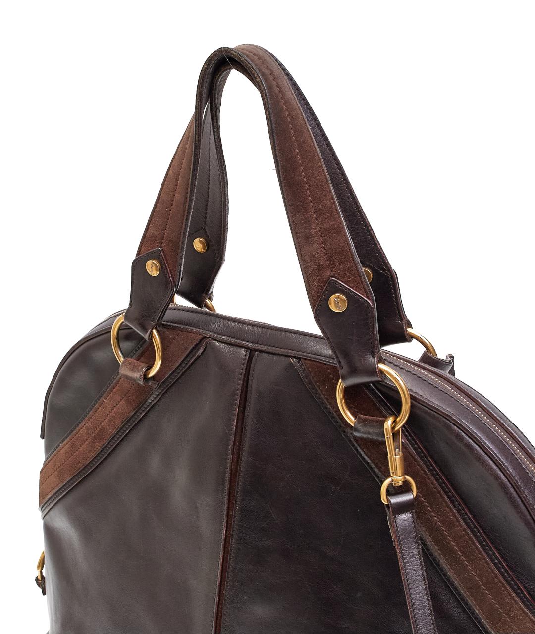 SAINT LAURENT Коричневая кожаная сумка тоут, фото 4