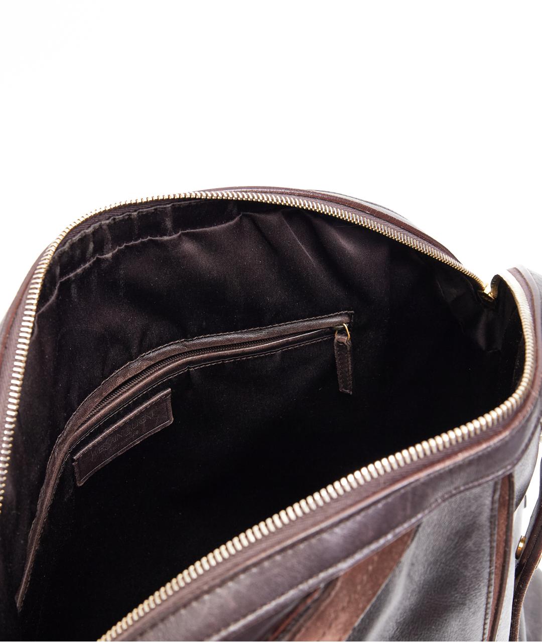 SAINT LAURENT Коричневая кожаная сумка тоут, фото 8