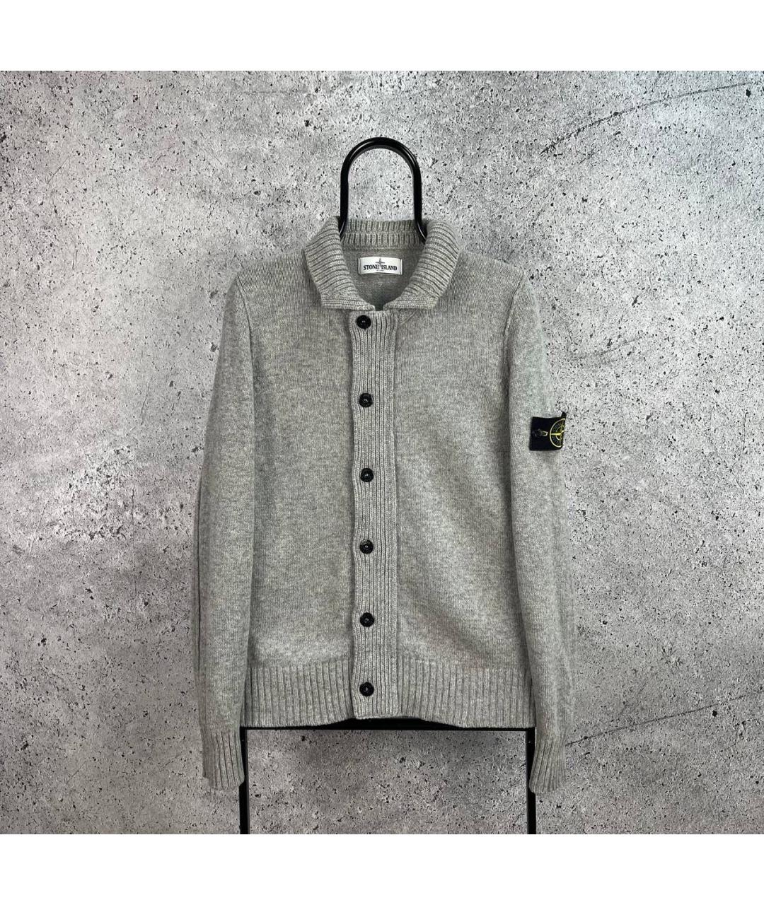 STONE ISLAND Серый шерстяной кардиган, фото 9
