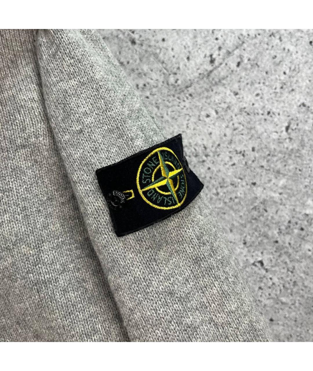 STONE ISLAND Серый шерстяной кардиган, фото 2