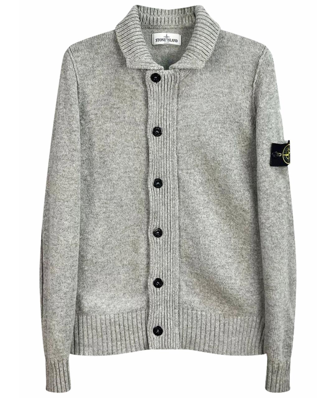 STONE ISLAND Серый шерстяной кардиган, фото 1