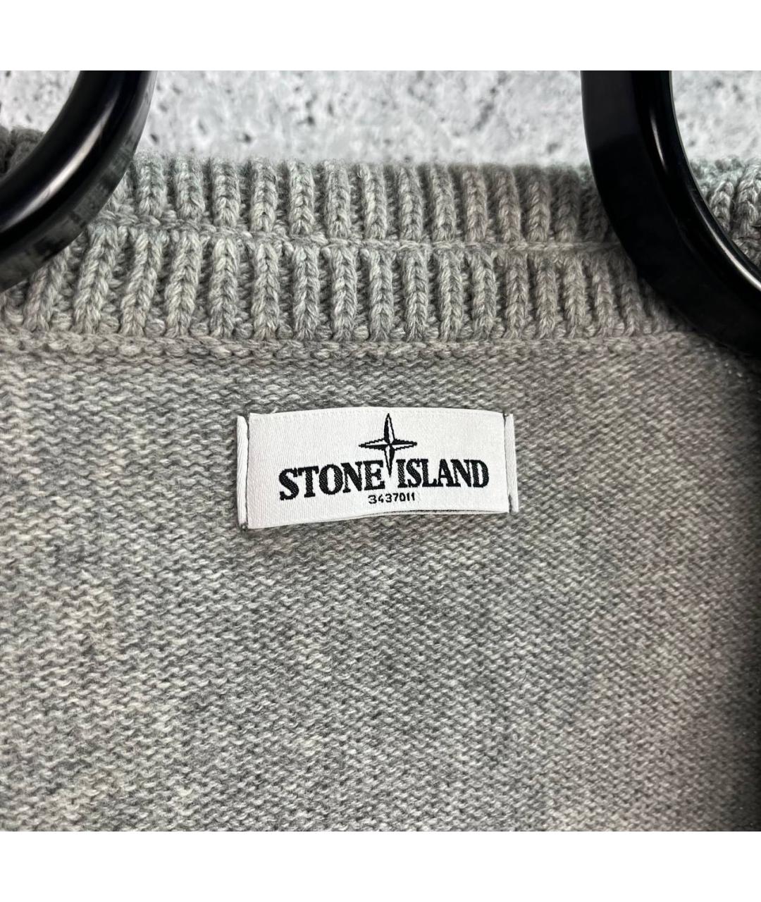 STONE ISLAND Серый шерстяной кардиган, фото 6