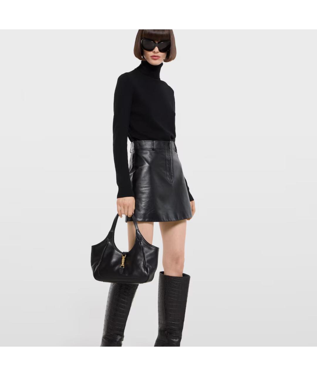 GUCCI Черная кожаная сумка тоут, фото 3