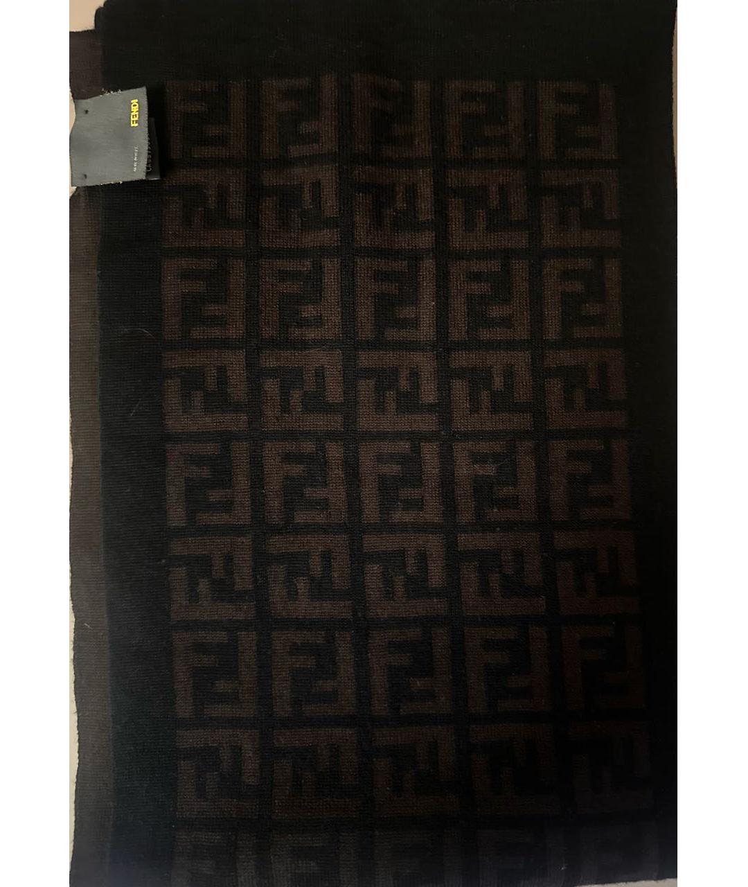 FENDI Коричневый шерстяной шарф, фото 2