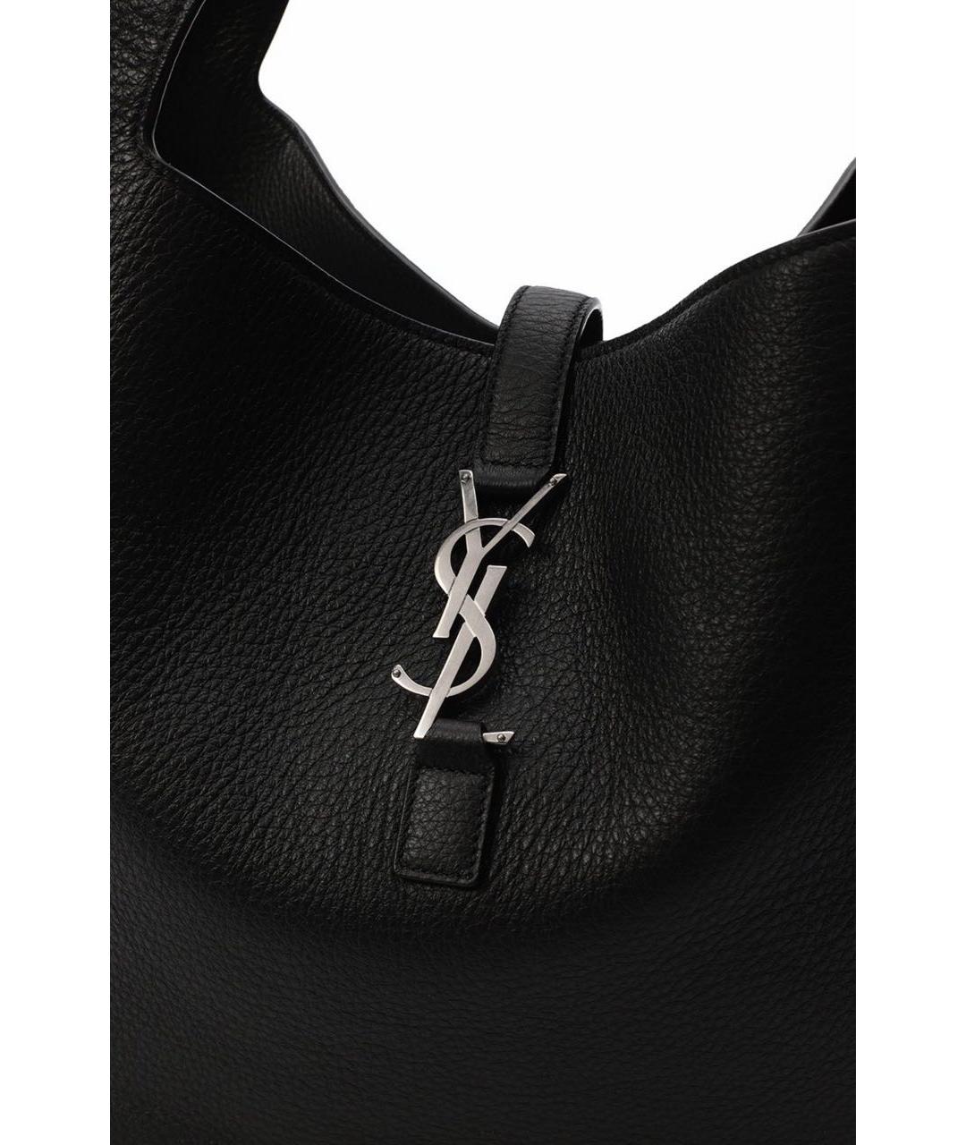 SAINT LAURENT Черная кожаная сумка тоут, фото 7