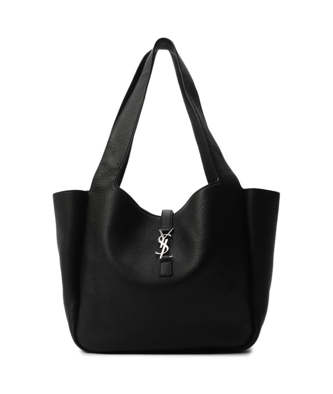 SAINT LAURENT Черная кожаная сумка тоут, фото 1