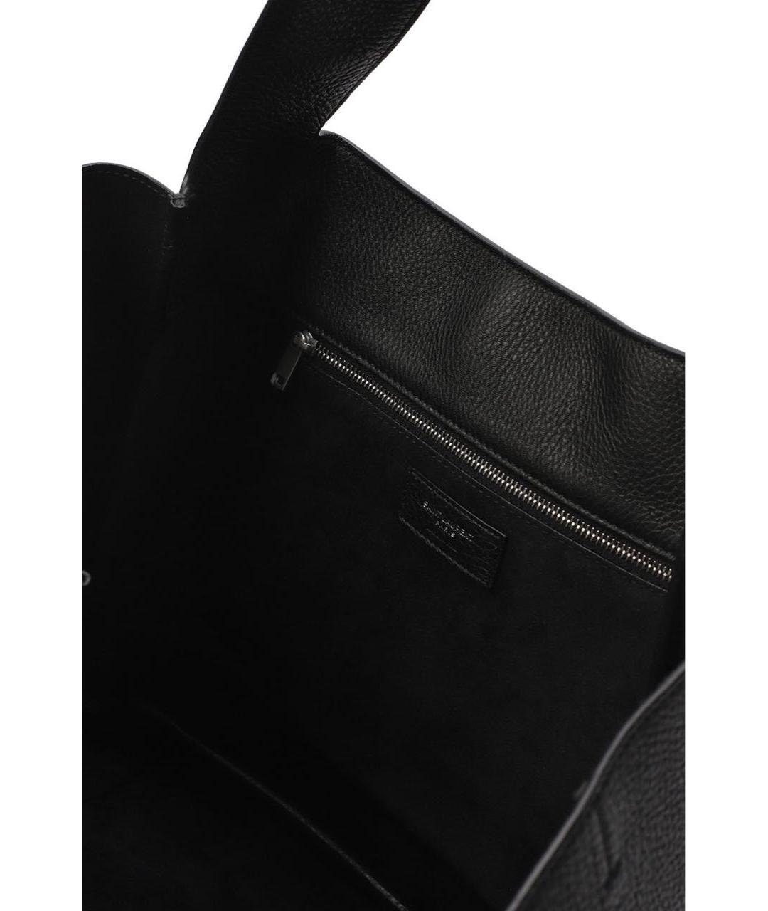 SAINT LAURENT Черная кожаная сумка тоут, фото 4