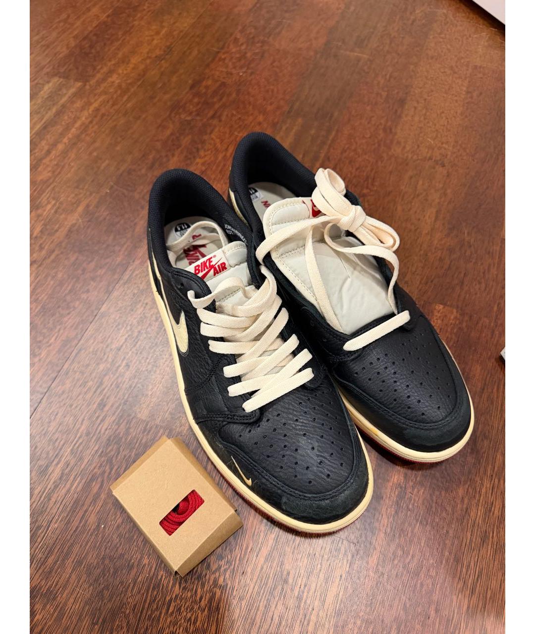 JORDAN Черные кожаные низкие кроссовки / кеды, фото 6