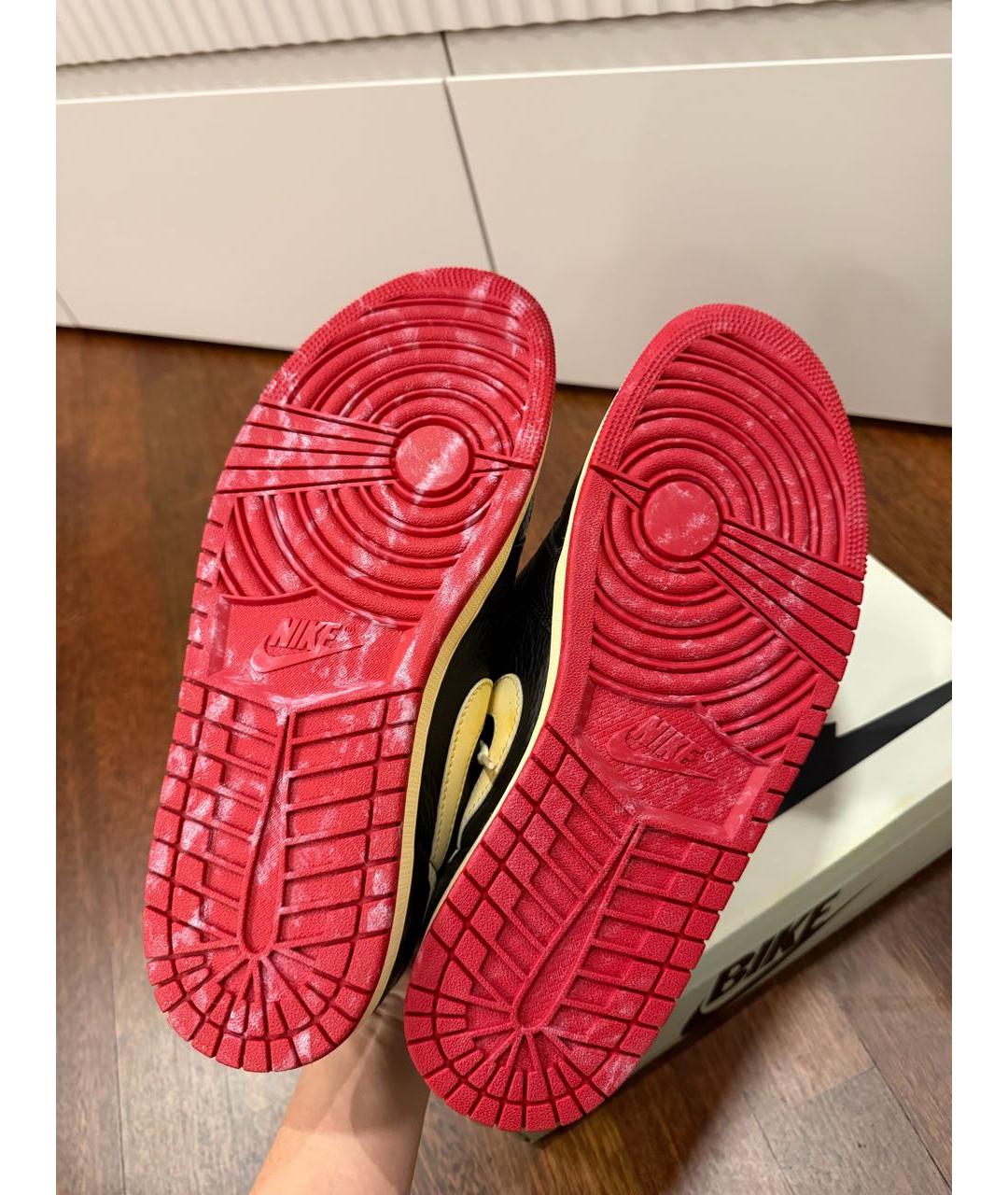 JORDAN Черные кожаные низкие кроссовки / кеды, фото 5