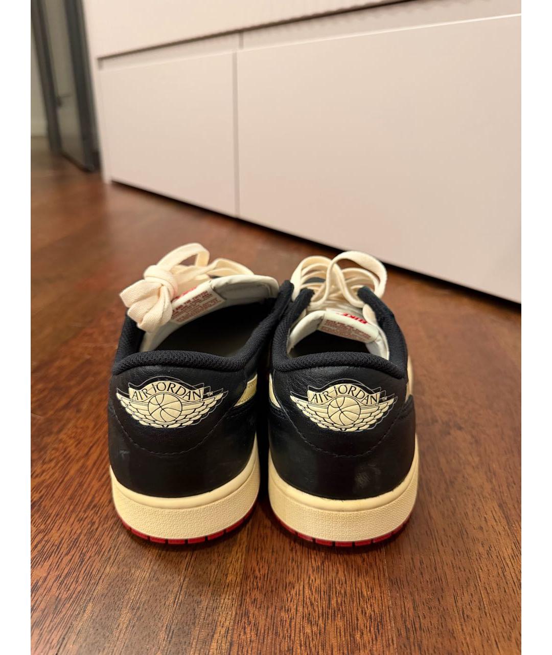 JORDAN Черные кожаные низкие кроссовки / кеды, фото 3