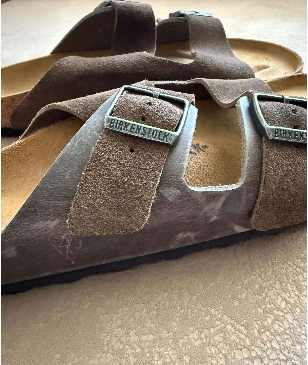 BIRKENSTOCK Коричневые нубуковые сандалии, фото 5