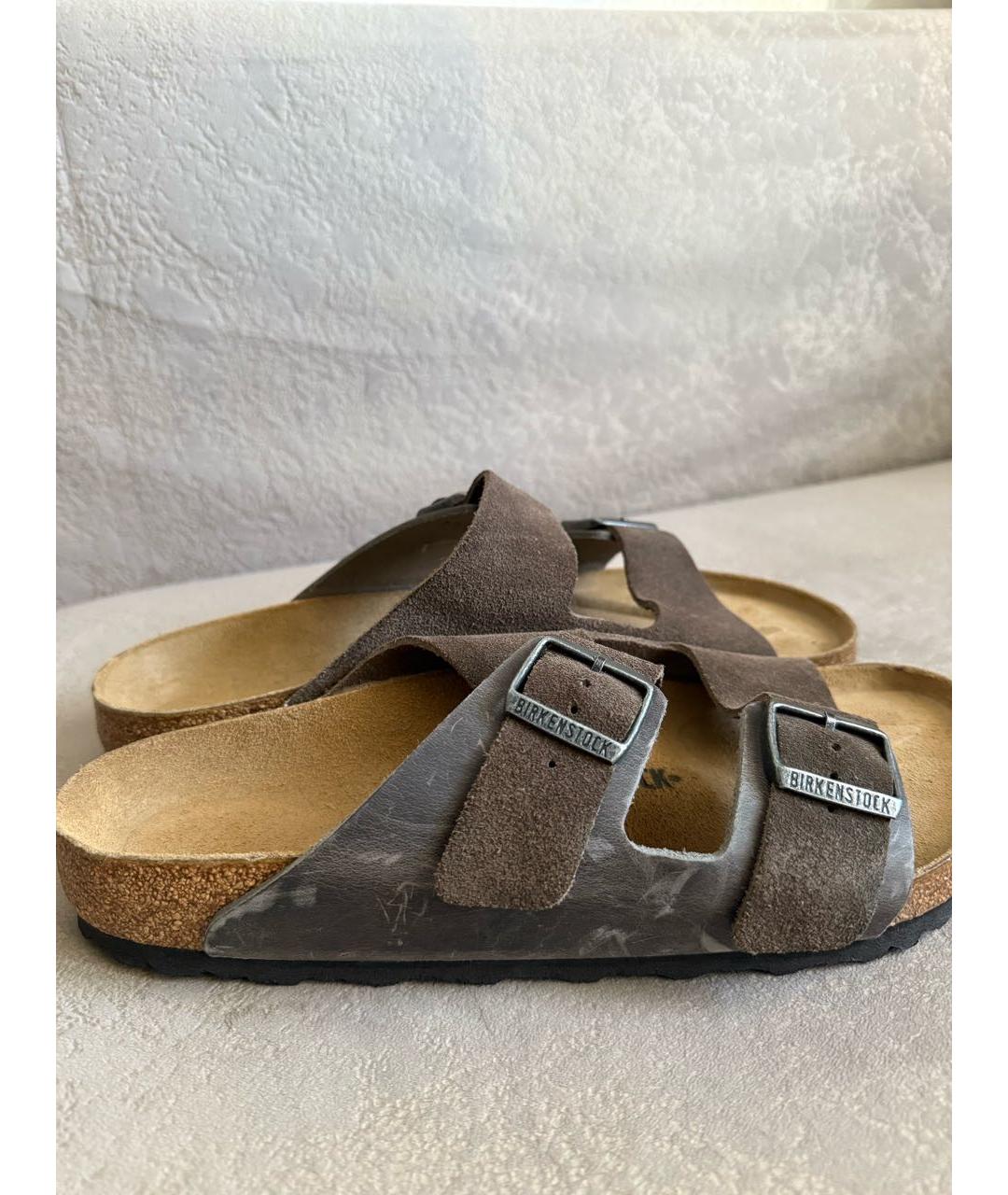 BIRKENSTOCK Коричневые нубуковые сандалии, фото 6