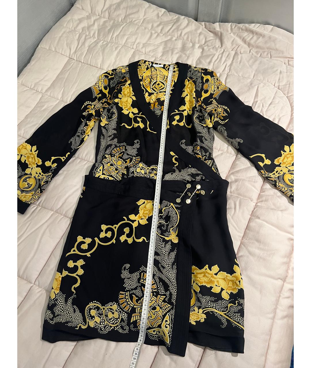 VERSACE COLLECTION Черное шелковое повседневное платье, фото 7