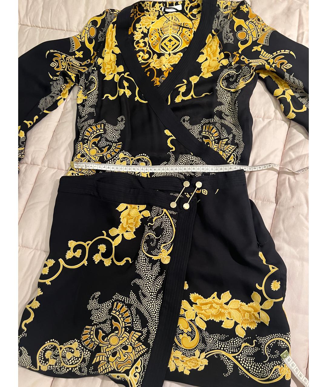 VERSACE COLLECTION Черное шелковое повседневное платье, фото 5