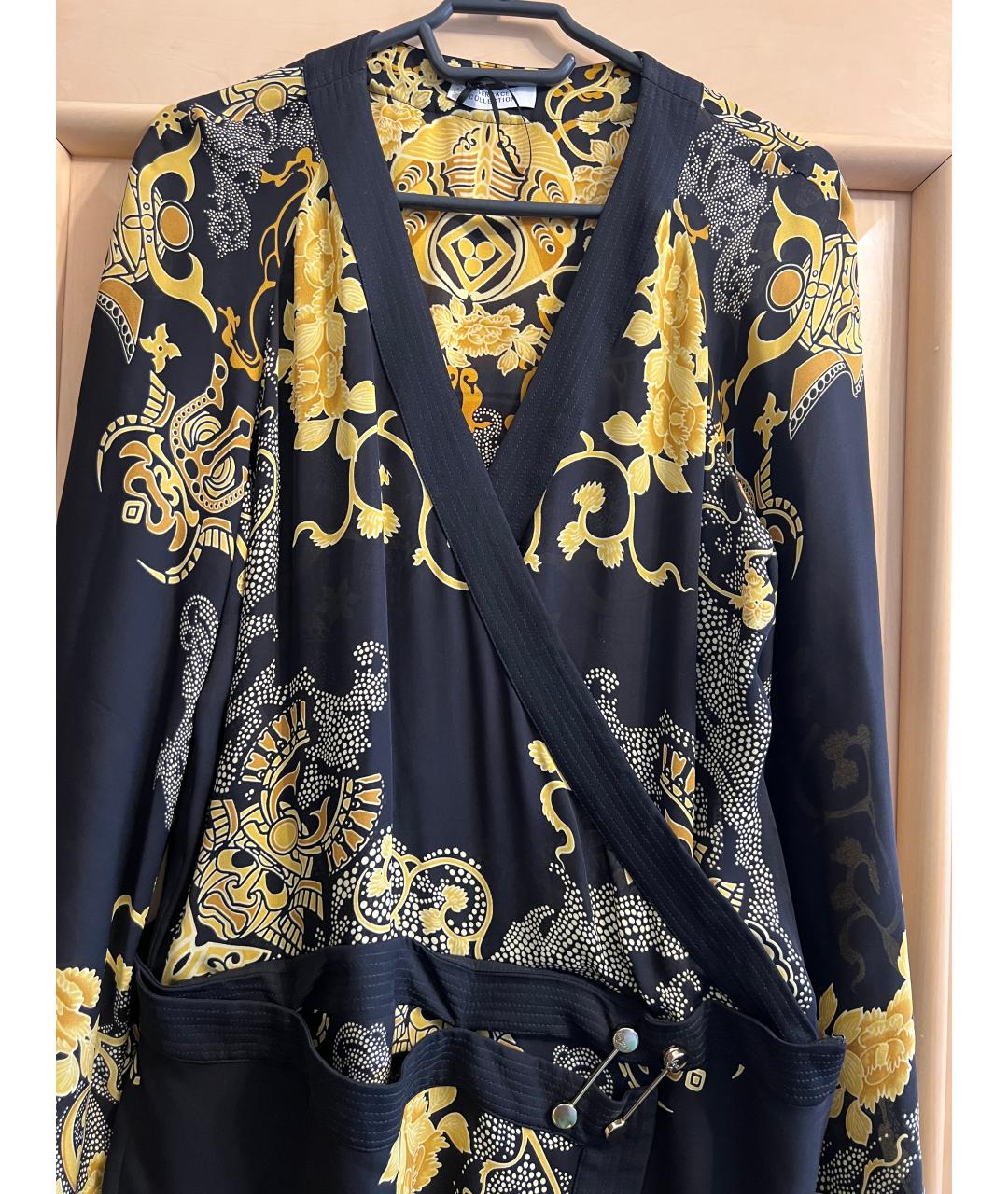 VERSACE COLLECTION Черное шелковое повседневное платье, фото 4