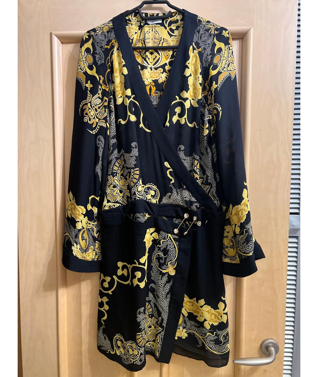 VERSACE COLLECTION Черное шелковое повседневное платье, фото 9