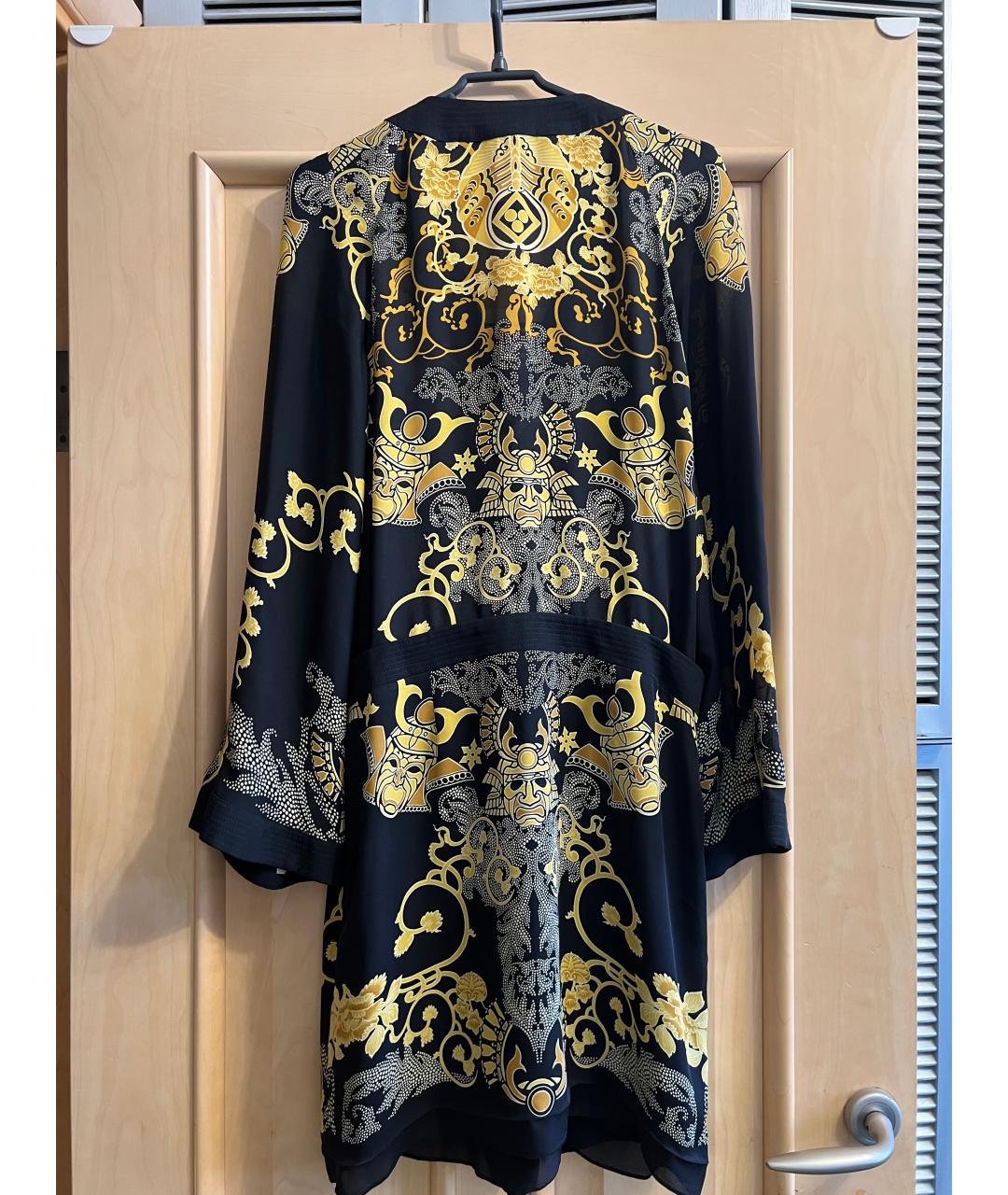 VERSACE COLLECTION Черное шелковое повседневное платье, фото 2