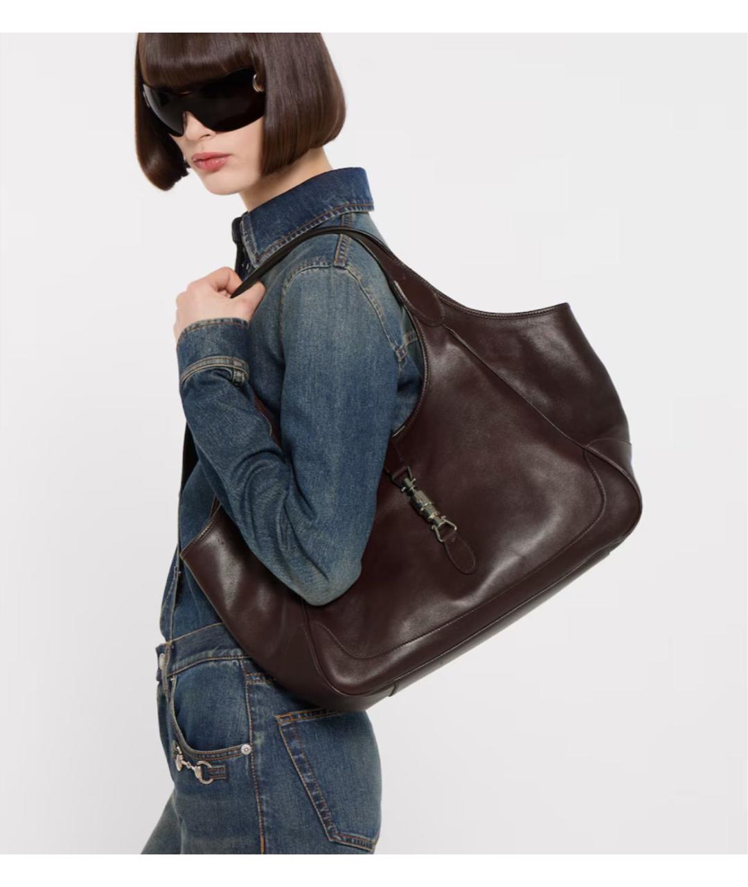 GUCCI Коричневая кожаная сумка тоут, фото 3