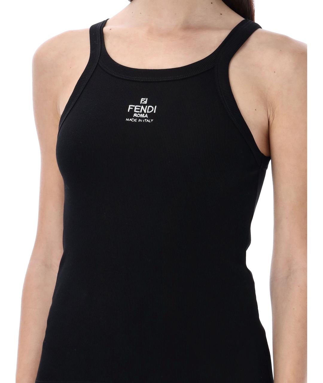 FENDI Черная хлопковая майка, фото 8