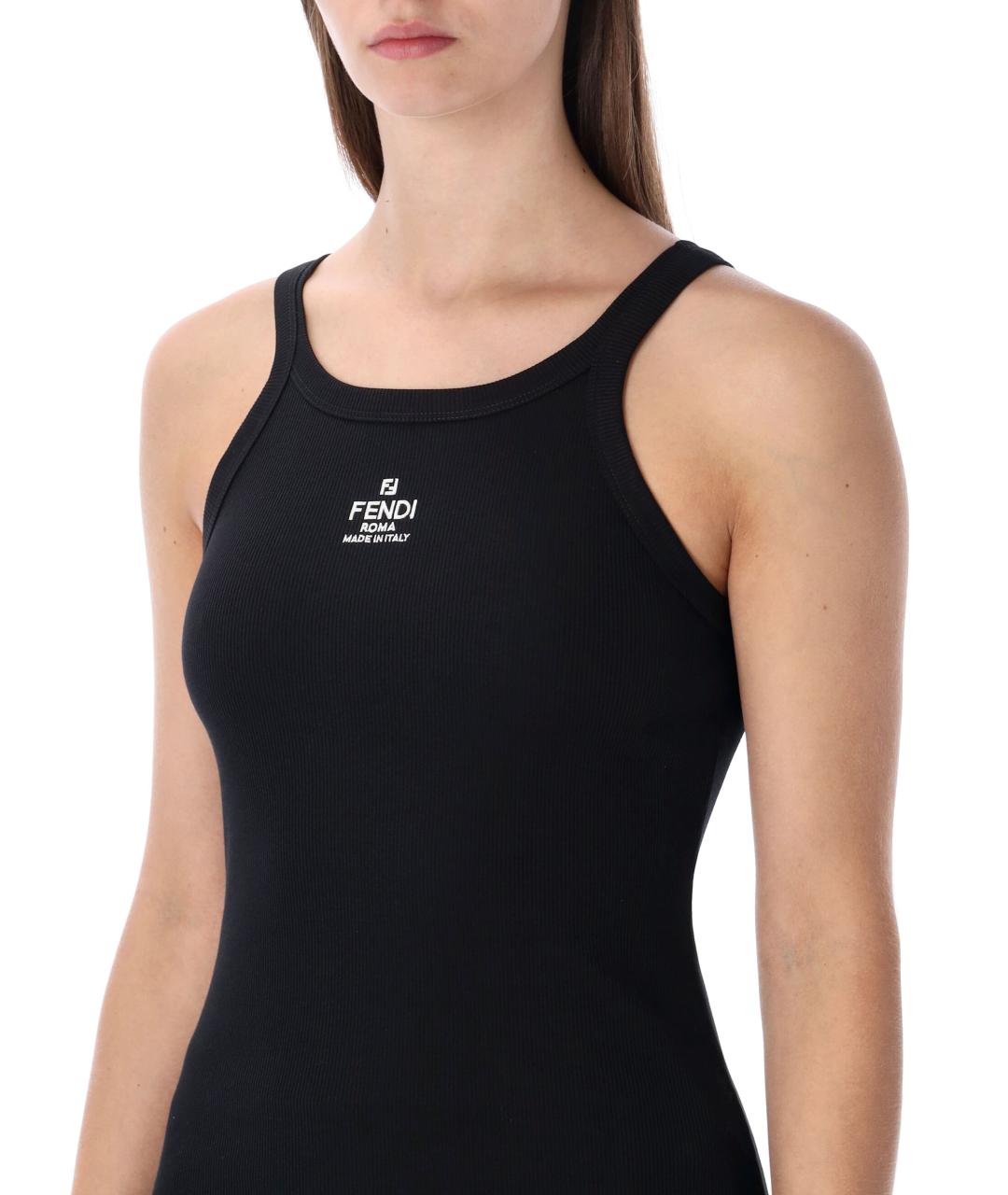 FENDI Черная хлопковая майка, фото 4