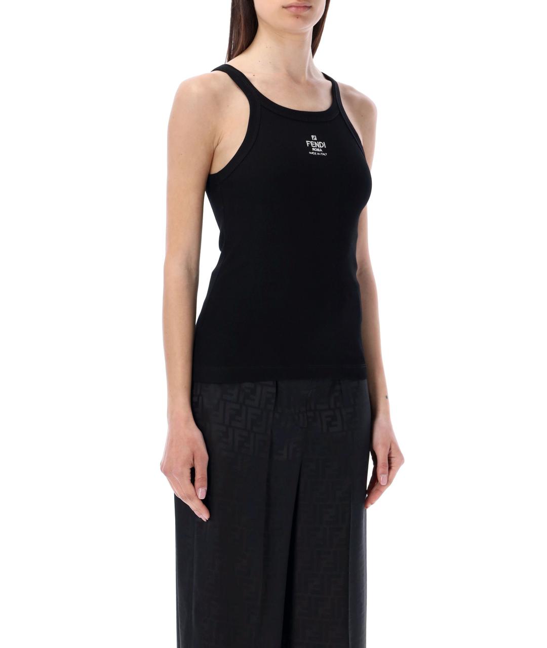 FENDI Черная хлопковая майка, фото 5