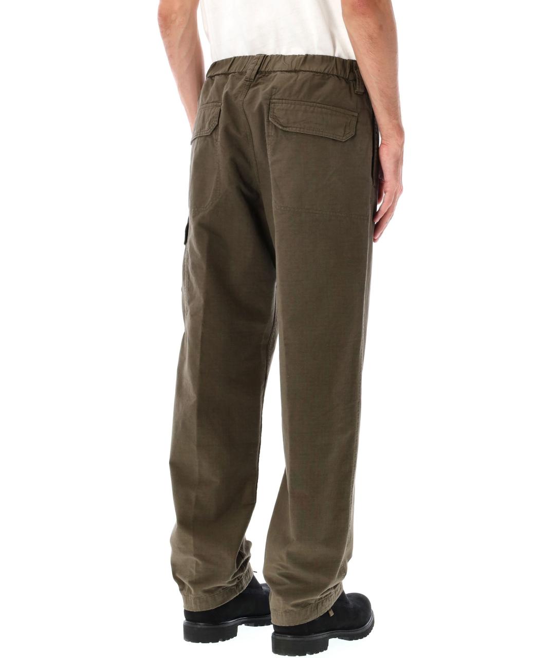 STONE ISLAND Зеленые хлопковые повседневные брюки, фото 2